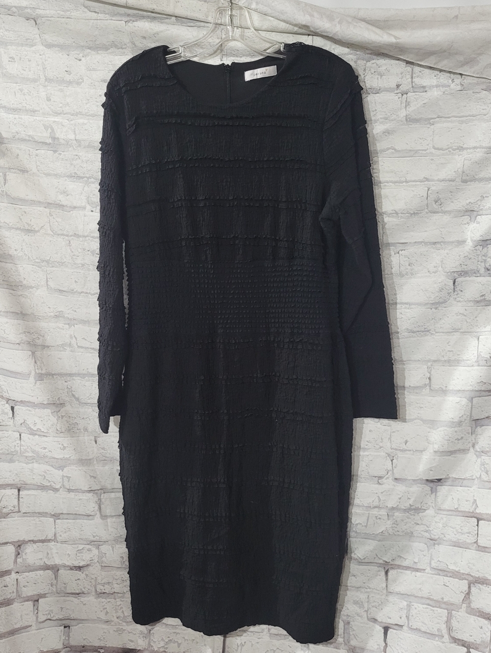 Per Una Women's Black Textured Long Sleeve Dress